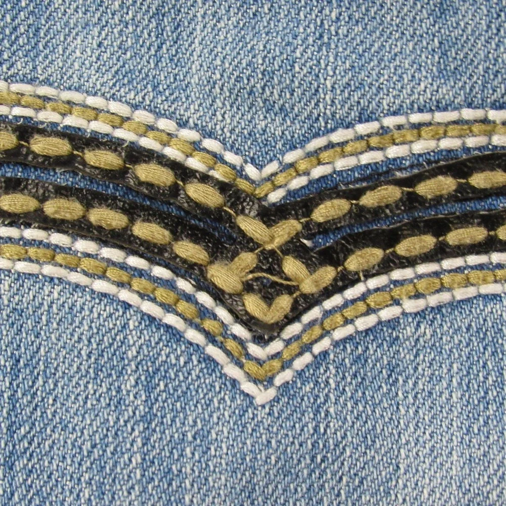Centi-Meter Jeans Mens‎ 44x32 Light Wash Denim Jeans Embroidered Pockets